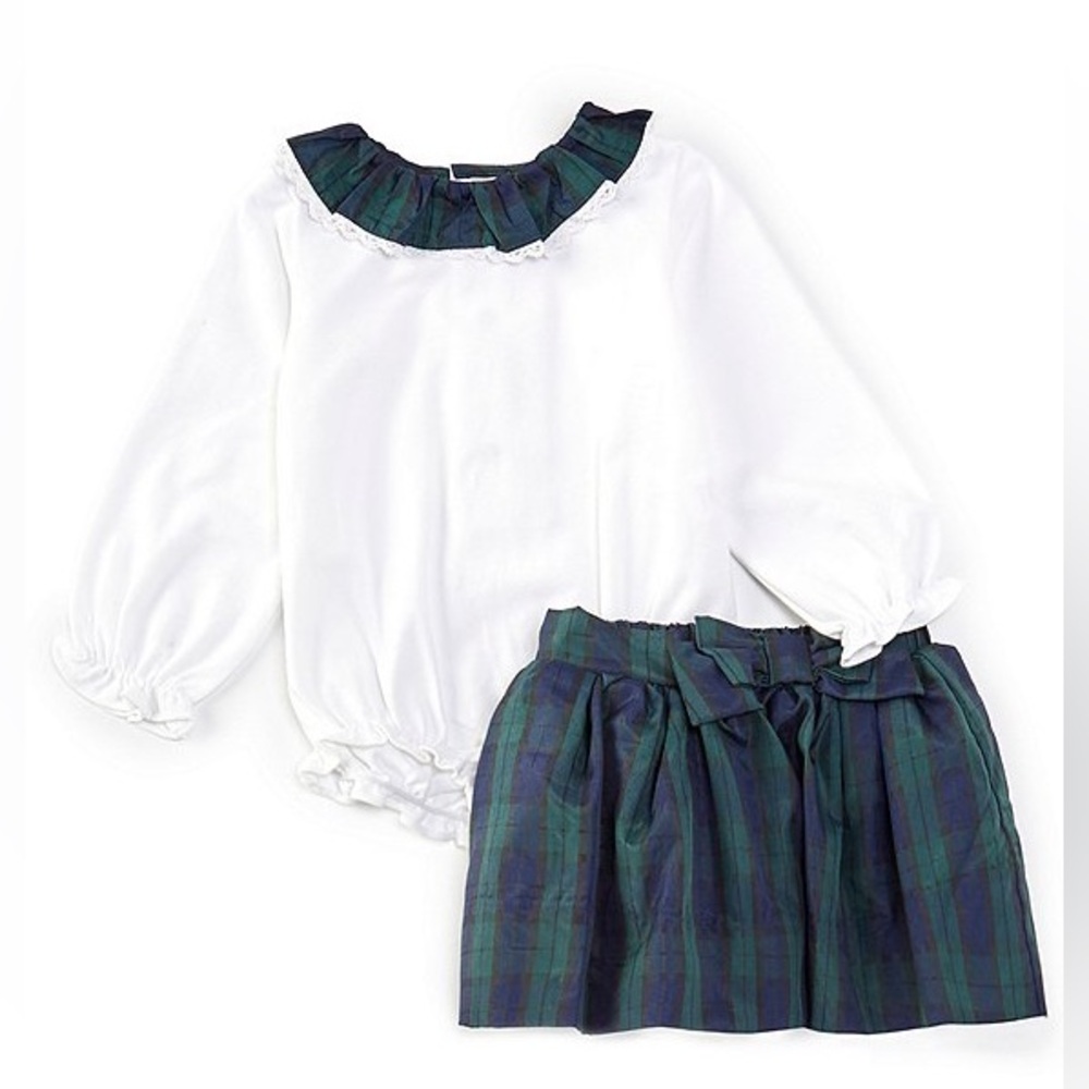 Edgehill Collection x Darby Fallon Clark Wright Bodysuit & Plaid Bow Skirt Set